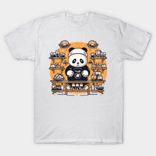 Panda Food Passion: Restaurant Ramen Panda Feast Mode: Culinary Cuteness T-Shirt